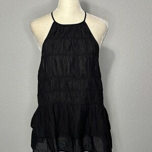 Pilcro Black Halter Tiered Babydoll Style Top Medium